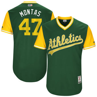 Men's Oakland Athletics Frankie Montas Montas Majestic Green 2017 Players Weekend Authentic Jersey