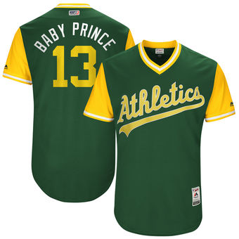 Men's Oakland Athletics Bruce Maxwell Baby Prince Majestic Green 2017 Players Weekend Authentic Jersey