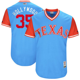 Men's Texas Rangers Cole Hamels Hollywood Majestic Light Blue 2017 Players Weekend Authentic Jersey