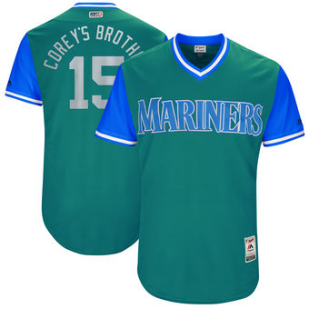 Men's Seattle Mariners Kyle Seager Corey's Brother Majestic Aqua 2017 Players Weekend Authentic Jersey