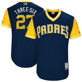 Men's San Diego Padres Jered Weaver Three-Six Majestic Navy 2017 Players Weekend Authentic Jersey