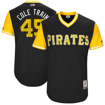Men's Pittsburgh Pirates Gerrit Cole Cole Train Majestic Black 2017 Players Weekend Authentic Jersey