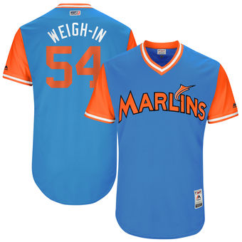 Men's Miami Marlins Wei-Yin Chen Weigh-In Majestic Blue 2017 Players Weekend Authentic Jersey