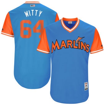 Men's Miami Marlins Nick Wittgren Witty Majestic Blue 2017 Players Weekend Authentic Jersey