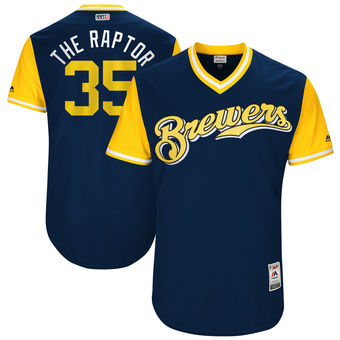 Men's Milwaukee Brewers Brent Suter The Raptor Majestic Navy 2017 Players Weekend Authentic Jersey