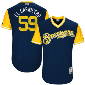 Men's Milwaukee Brewers Carlos Torres El Carnicero Majestic Navy 2017 Players Weekend Authentic Jersey