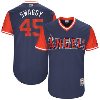 Men's Los Angeles Angels Tyler Skaggs Swaggy Majestic Navy 2017 Players Weekend Authentic Jersey