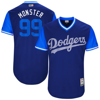 Men's Los Angeles Dodgers Hyun-Jin Ryu Monster Majestic Royal 2017 Players Weekend Authentic Jersey