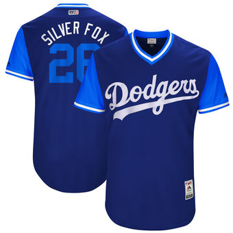 Men's Los Angeles Dodgers Chase Utley Silver Fox Majestic Royal 2017 Players Weekend Authentic Jersey