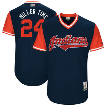 Men's Cleveland Indians Andrew Miller Miller Time Majestic Navy 2017 Players Weekend Authentic Jersey