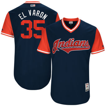 Men's Cleveland Indians Abraham Almonte El Varon Majestic Navy 2017 Players Weekend Authentic Jersey