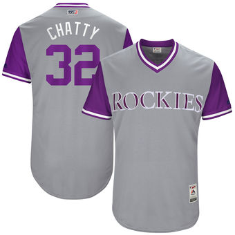 Men's Colorado Rockies Tyler Chatwood Chatty Majestic Gray 2017 Players Weekend Authentic Jersey