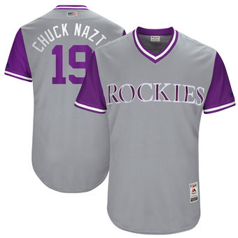 Men's Colorado Rockies Charlie Blackmon Chuck Nazty Majestic Gray 2017 Players Weekend Authentic Jersey