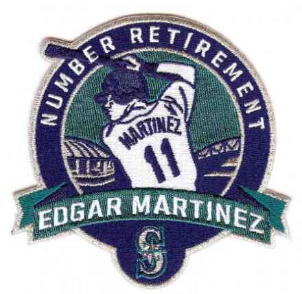 2017 Seattle Mariners 11 Edgar Martinez Retirement Patch Navy Teal