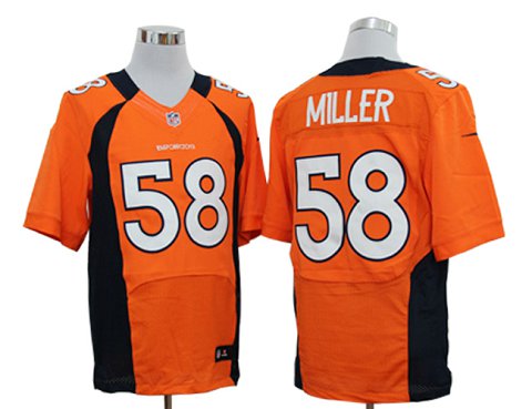 Size 60 4XL-Von Miller Denver Broncos #58 Orange Stitched Nike Elite NFL Jerseys