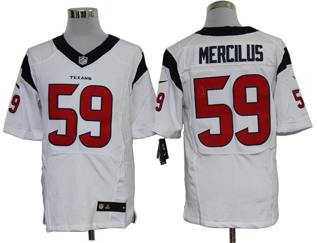 Size 60 4XL-Whitney Mercilus Houston Texans #59 White Stitched Nike Elite NFL Jerseys
