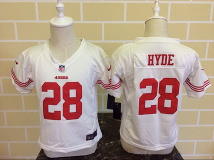 Toddler San Francisco 49ers #28 Carlos Hyde White Road NFL Nike Jersey
