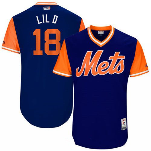 Men's New York Mets Travis d'Arnaud Lil D Majestic Royal 2017 Little League World Series Players Weekend Stitched Nickname Jersey