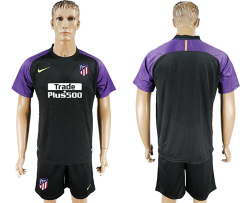 Atletico Madrid Blank Black Goalkeeper Soccer Club Jersey