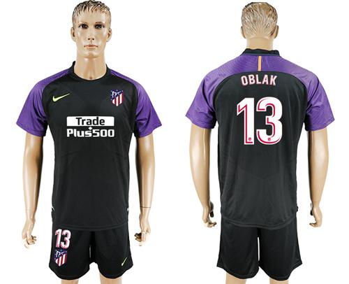 Atletico Madrid #13 Oblak Black Goalkeeper Soccer Club Jersey