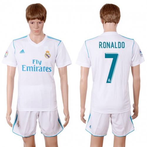 Real Madrid #7 Ronaldo White Home Soccer Club Jersey