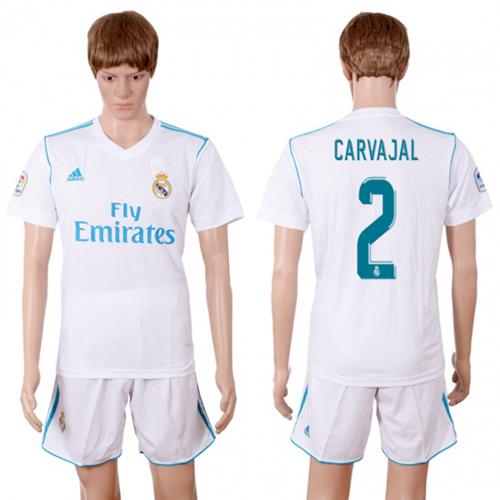 Real Madrid #2 Carvajal White Home Soccer Club Jersey
