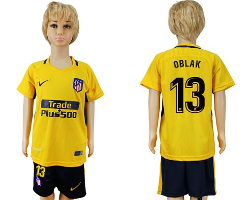 Atletico Madrid #13 Oblak Away Kid Soccer Club Jersey