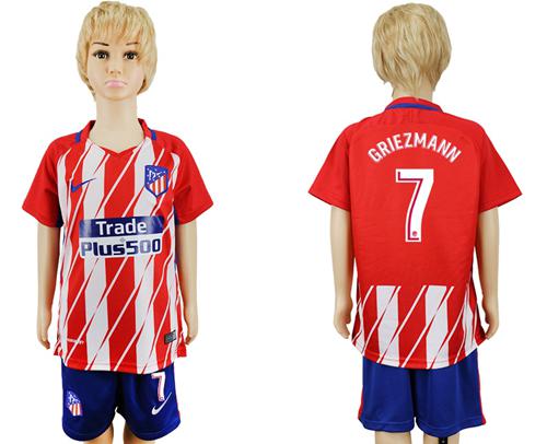 Atletico Madrid #7 Griezmann Home Kid Soccer Club Jersey