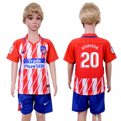 Atletico Madrid #20 Juanfran Home Kid Soccer Club Jersey