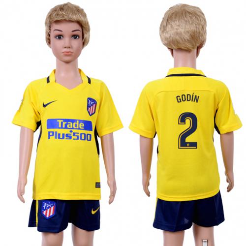 Atletico Madrid #2 Godin Away Kid Soccer Club Jersey