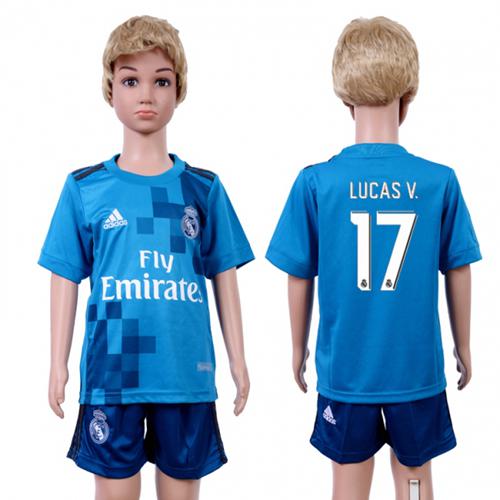 Real Madrid #17 Lucas V. Sec Away Kid Soccer Club Jersey