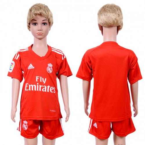 Real Madrid Blank Red Goalkeeper Kid Soccer Club Jersey