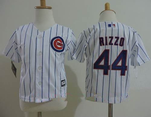 Toddler Chicago Cubs #44 Anthony Rizzo White Stitched MLB Majestic Cool Base Jersey