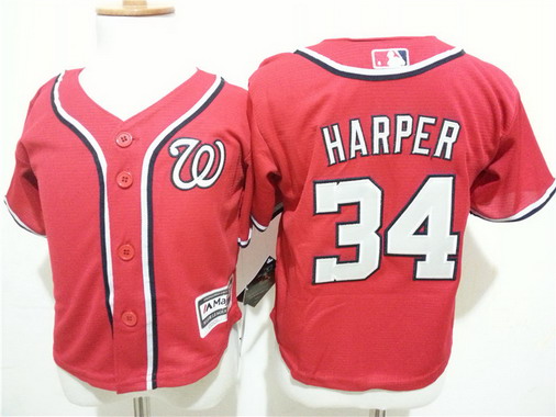 Toddler Washington Nationals #34 Bryce Harper Alternate Red MLB Majestic Baseball Jersey