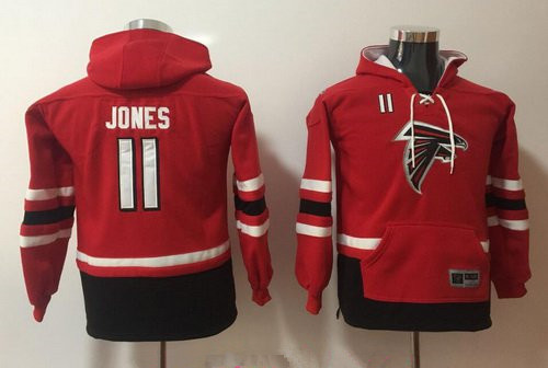Youth Atlanta Falcons #11 Julio Jones NEW Red Pocket Stitched NFL Pullover Hoodie