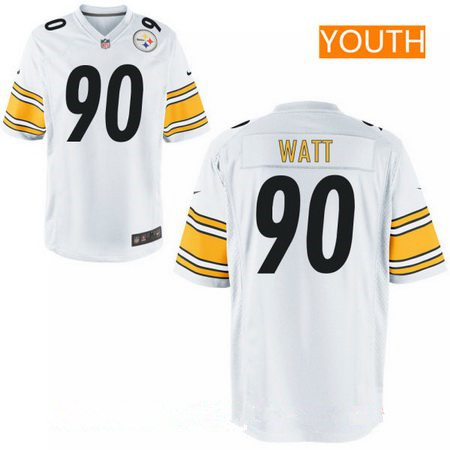 Youth 2017 NFL Draft Pittsburgh Steelers #90 T. J. Watt White Road Stitched NFL Nike Game Jersey