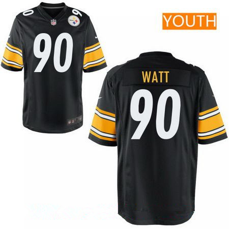 Youth 2017 NFL Draft Pittsburgh Steelers #90 T. J. Watt Black Team Color Stitched NFL Nike Game Jersey