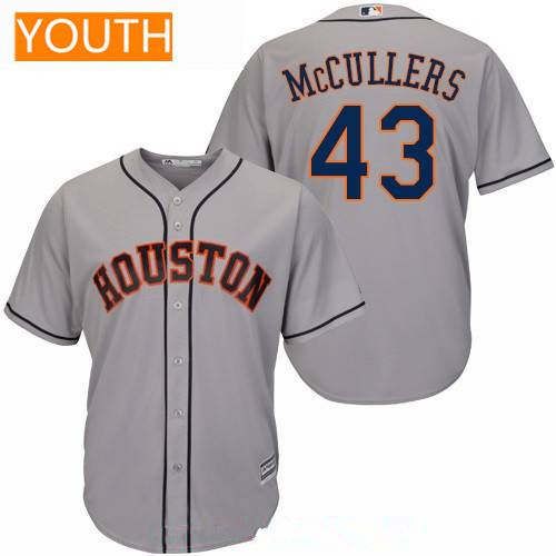 Youth Houston Astros #43 Lance McCullers Jr. Gray Road Stitched MLB Majestic Cool Base Jersey