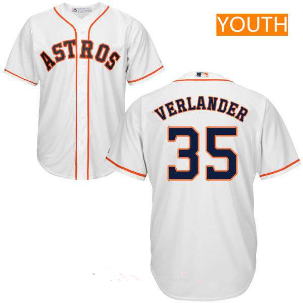 Youth Houston Astros #35 Justin Verlander White Home Stitched MLB Majestic Cool Base Jersey