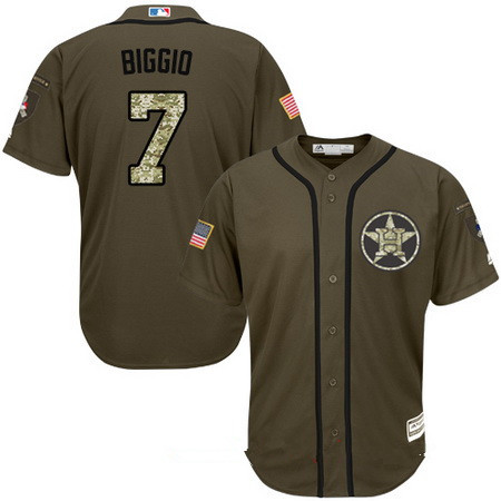 Youth Houston Astros #7 Craig Biggio Retired Green Salute To Service Stitched MLB Majestic Cool Base Jersey
