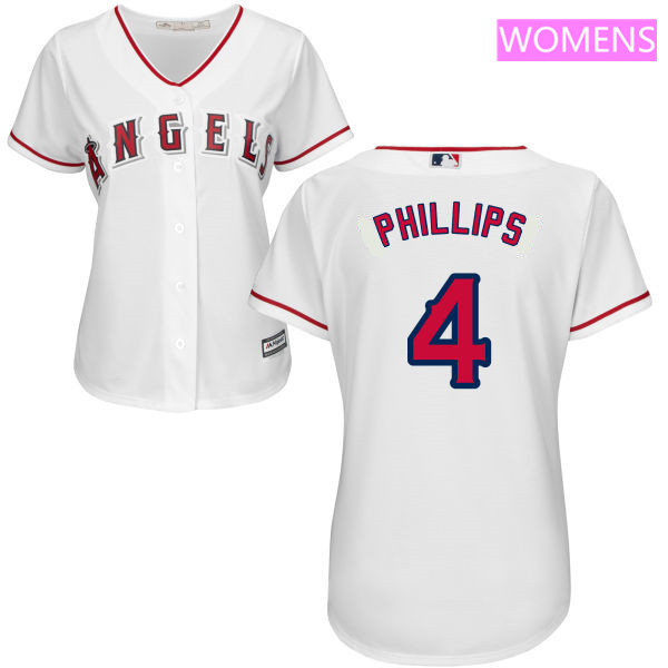 Women's Los Angeles Angels #4 Brandon Phillips White Home Stitched MLB Majestic Cool Base Jersey