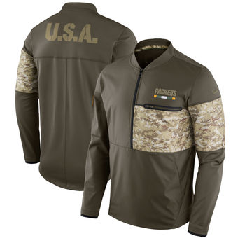 Nike Green Bay Packers Olive Salute to Service Sideline Hybrid Half-Zip Pullover Jacket