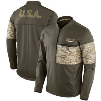 Nike Los Angeles Chargers Olive Salute to Service Sideline Hybrid Half-Zip Pullover Jacket