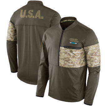 Nike Carolina Panthers Olive Salute to Service Sideline Hybrid Half-Zip Pullover Jacket