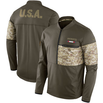 Nike New England Patriots Olive Salute to Service Sideline Hybrid Half-Zip Pullover Jacket