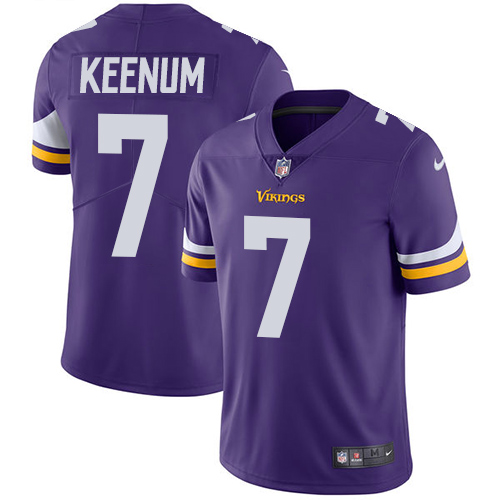 Men's Nike Minnesota Vikings #7 Case Keenum Purple Team Color Vapor Untouchable Limited Player NFL Jersey