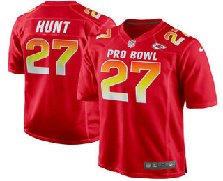 Men's Kansas City Chiefs #27 Kareem Hunt Red 2018 Pro Bowl Stitched NFL Nike Game Jersey