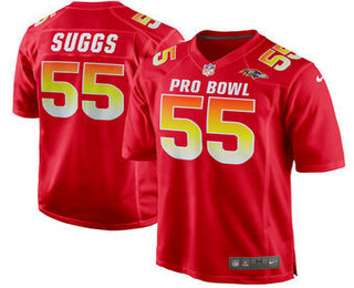 Men's Baltimore Ravens #55 Terrell Suggs Red 2018 Pro Bowl Stitched NFL Nike Game Jersey