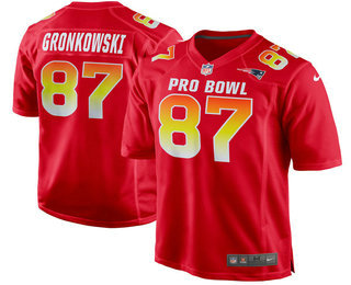 Men's New England Patriots #87 Rob Gronkowski Red 2018 Pro Bowl Stitched NFL Nike Game Jersey