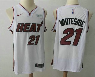 Men's Miami Heat #21 Hassan Whiteside White 2017-2018 Nike Swingman Ultimate Software Stitched NBA Jersey